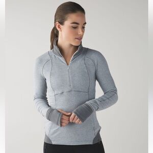 lululemon Runderful 1/2 Zip Mini Check Pique White Heathered Slate/Slate sz 6